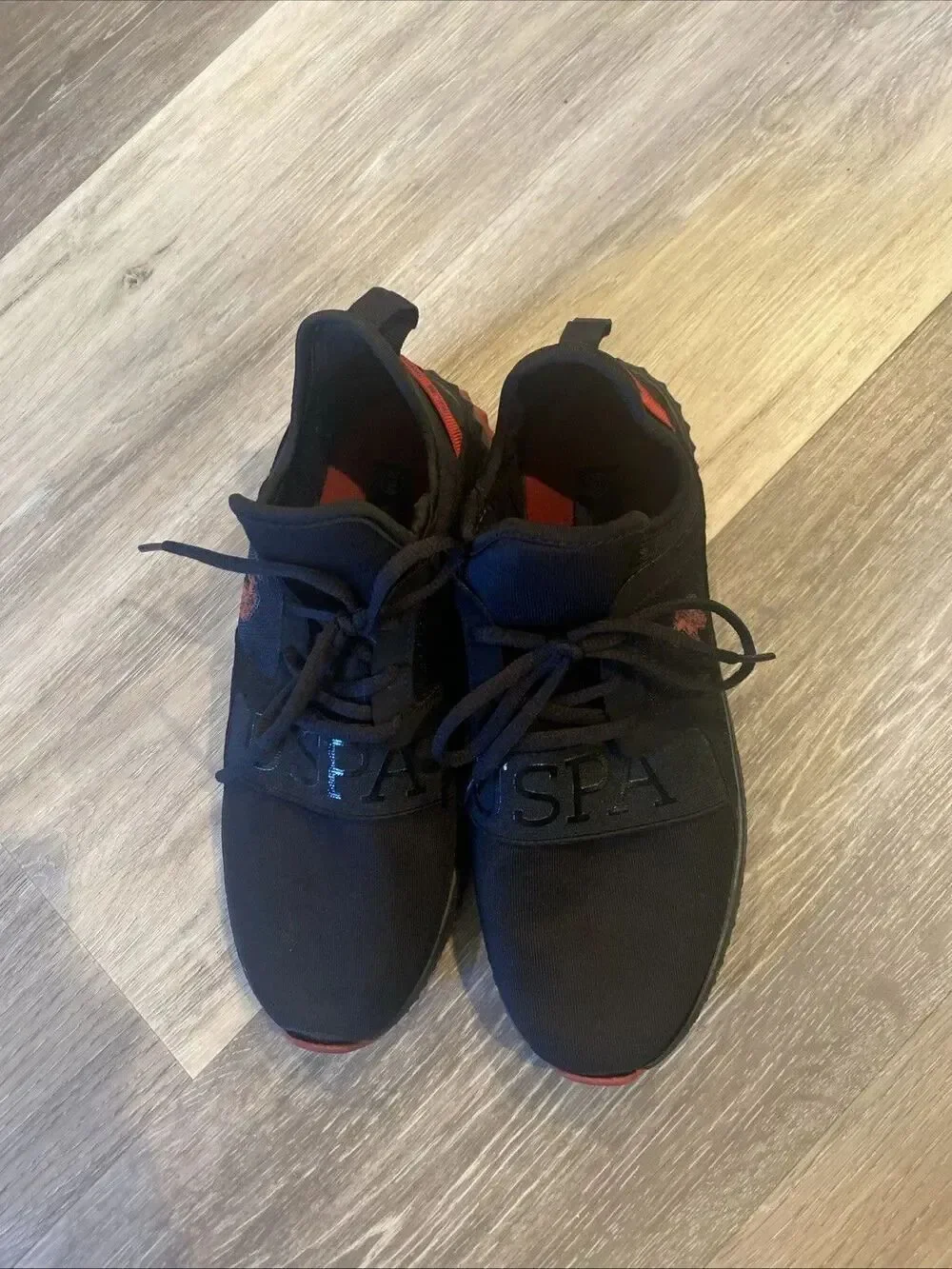 U.S. Polo Assn. Men’s Sneakers Black Red USPA Logo Athletic Casual Shoes Size 8.